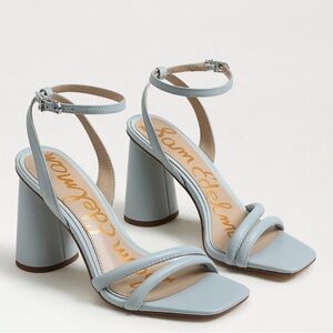 Kia Block Heel Sandal, Sz 6.5 Cape Blue Leather NWT